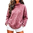 thumbnail image 2 of Zorvxlyn Mock Neck Leopard Sweatshirt Top Turtleneck Long Sleeve Pullover Tops with Pocket Fall Winter Drop Shoulder Y2k Vintage Trendy Women's Pullover Sweaters, 2 of 5