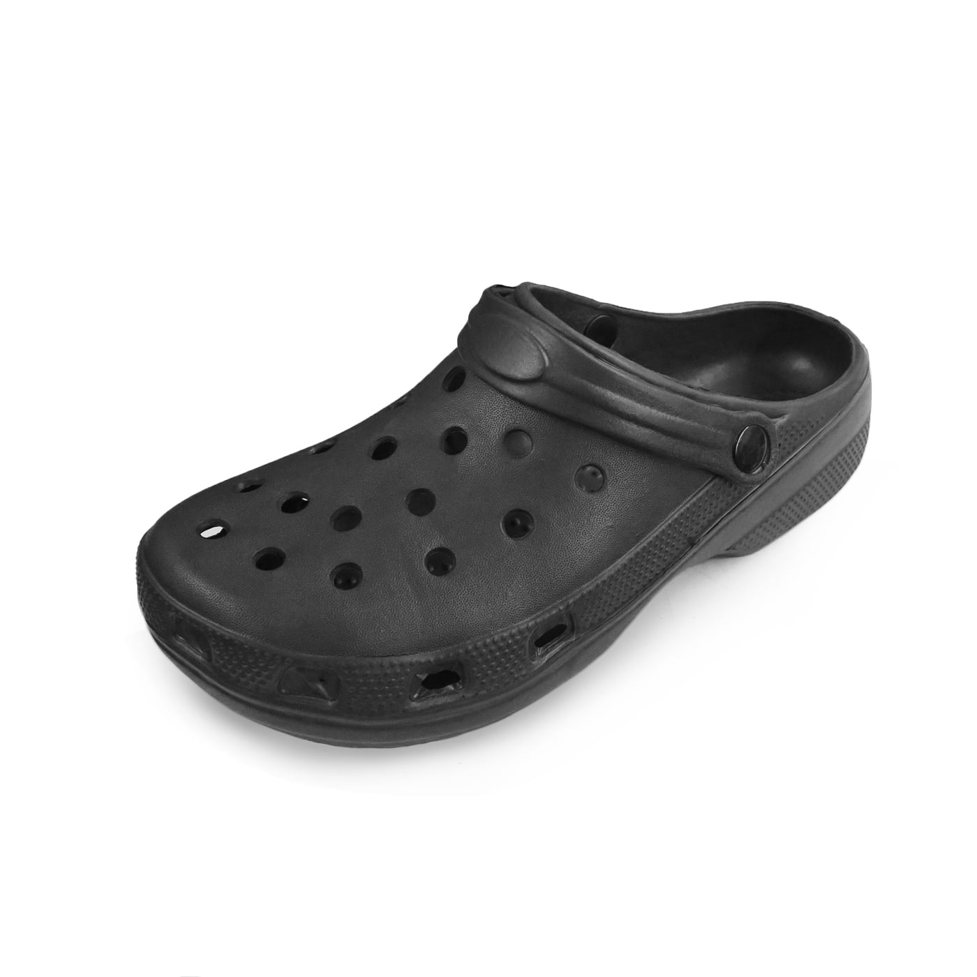 black rubber clogs