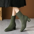 thumbnail image 4 of Wowcloth Knitted Stretch Booties for Women – Elastic Ankle-Length Design with Chunky High Heel & Pointed Toe for Casual Fashion Outfits, 4 of 7