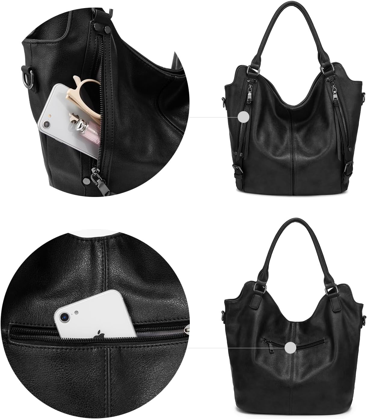 Kwuty Tote Bag for Women PU Leather Shoulder Bags Fashion Hobo Bags Large Purse and Handbags with Adjustable Shoulder Strap