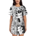 thumbnail image 1 of Fotbe Floral Sugar Skull Portrait Conjunto de Pijama Estampado para Mujer, 2 Piezas, Ropa de Dormir con Camiseta de Manga Corta y Shorts Suaves-Large, 1 of 6