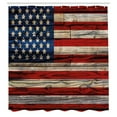 thumbnail image 3 of Ambesonne 4th of July Shower Curtain, Wood Planks Flag, 69"Wx75"L, Red Beige Navy Blue, 3 of 5