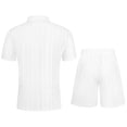 thumbnail image 4 of Clossjun Men's Summer 2 Piece Beach Sets Texture Short Sleeve Button Down Knit Shirts and Shorts Vacation Outfits of Men, 4 of 5