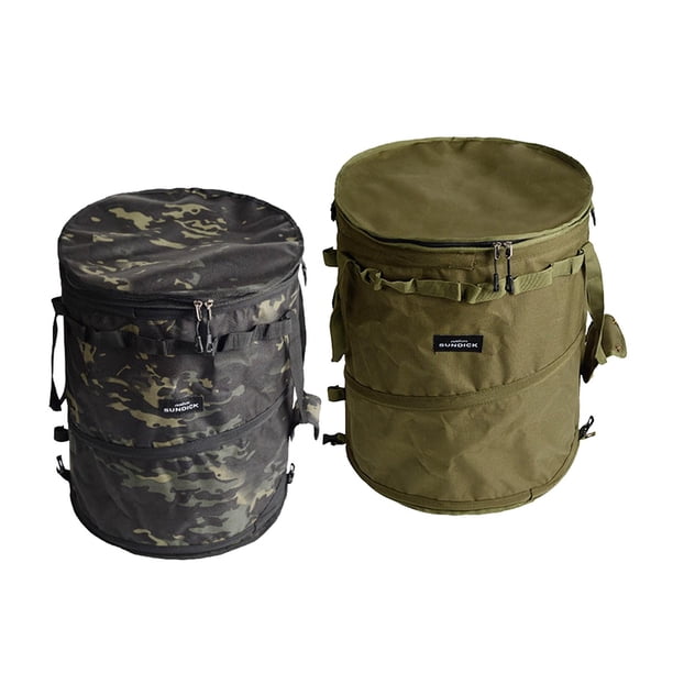 2 botes de basura plegables para camping, jardín, reciclaje verde y negro verde