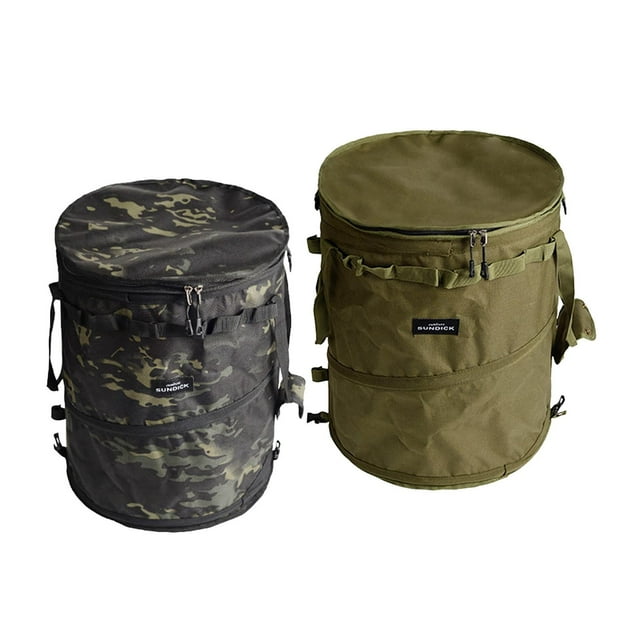 2 botes de basura plegables para camping, jardín, reciclaje verde y negro verde