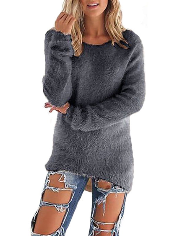 grey fluffy sweater