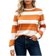 thumbnail image 2 of Warop Women's Striped Shirt Long Sleeve Crewneck Pullover Top Slim Fit Casual Basic Tees Fall Outfits, 2 of 7