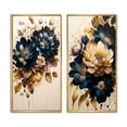 thumbnail image 2 of Designart "Bunch of Blue and Gold Dahlias II" Dahlia Framed Wall Art Set Of 2 - Blue Floral Frame Gallery Set For Office Decor, 2 of 7
