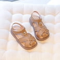 thumbnail image 3 of Girls Fisherman Sandals Soft Leather Closed Toe Princess Flat Shoes Summer Casual Breathable Strappy Beach Shoes Khaki 8.5 Toddler, 3 of 7