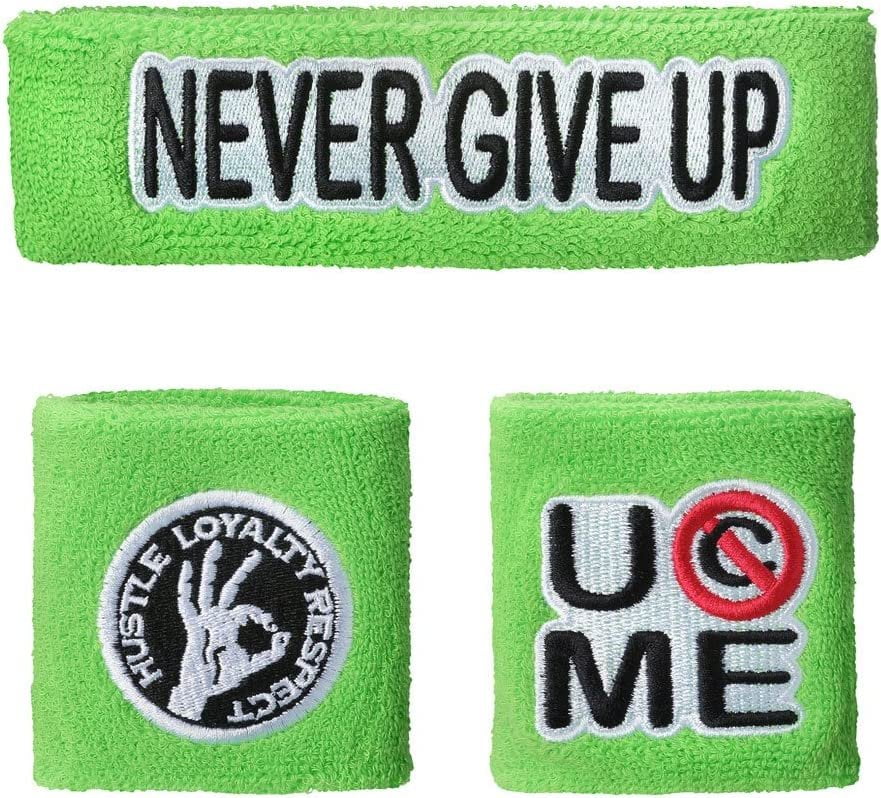 JOHN CENA 3pc Neon Cotton Green Headband Wristbands Set