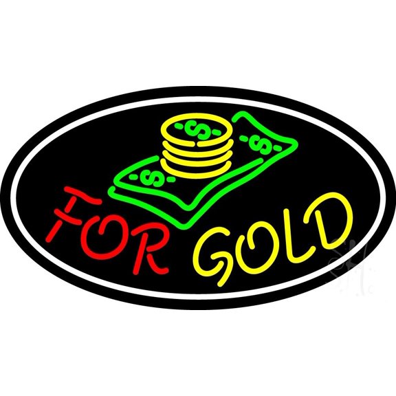 Cash Logo For Gold LED Neon Sign 20 x 37 - inches, Black Square Cut Acrylic Backing, with Dimmer - Bright and Premium built indoor LED Neon Sign for Pawn store interior decor, and stroefront.