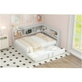 thumbnail image 6 of JERFIT Metal Full Size Daybed with Trundle Storage Cabinets and USB Ports White, 6 of 10