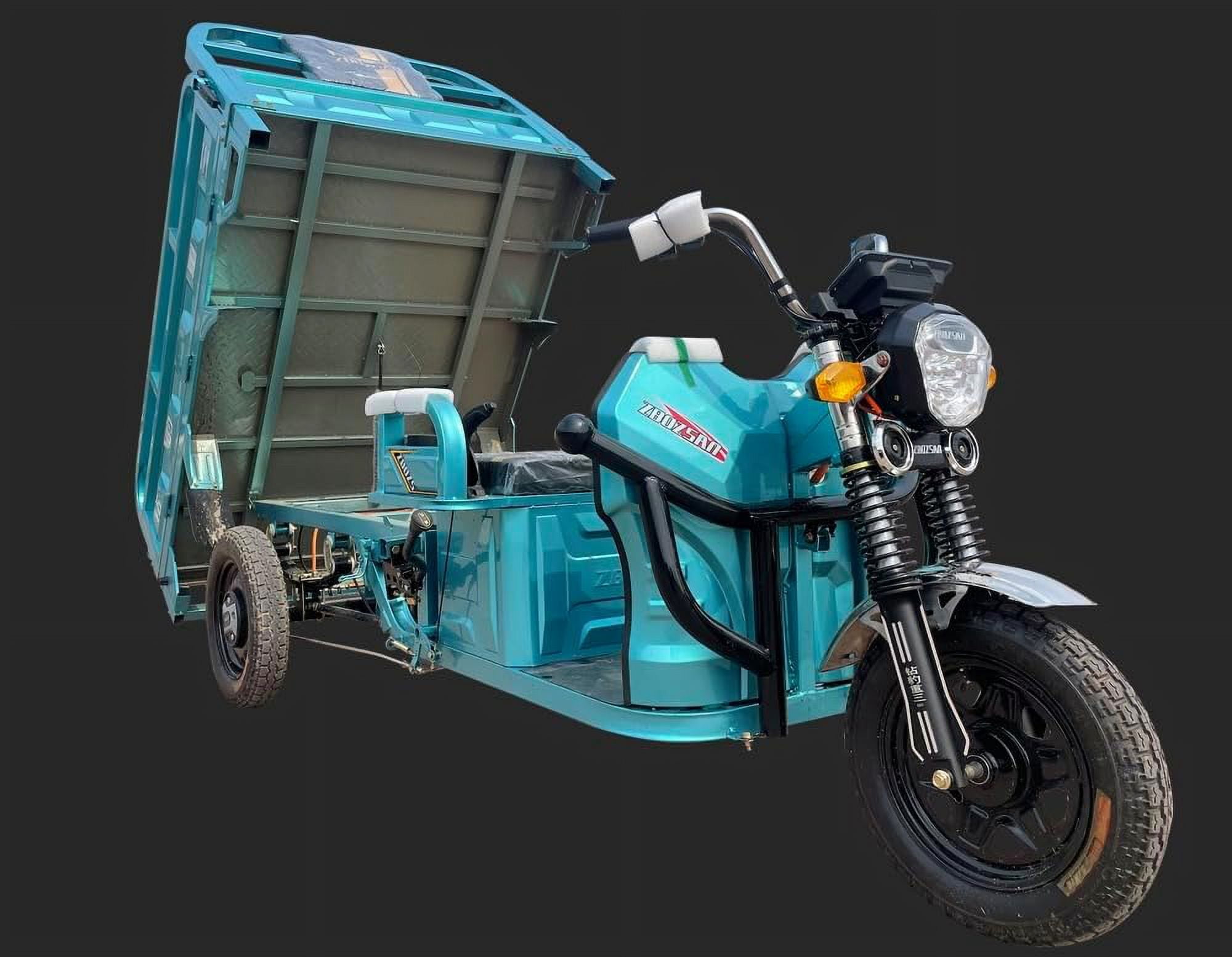 LuxyHoom Electric Tricycle Cargo Van for Adults, 3 Wheeled Delivery Vehicle with 1300KG Load Capacity, 1000W Differential Motor, 60V 45A Battery, Ideal for Home Delivery and Warehousing, Blue Green