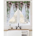 thumbnail image 2 of Pink Spring Floral Swag Valances for Windows, Green Summer Botanical Flowers Rod Pocket Sheer Valances for Large Windows, Swag Toppers Light Filtering for Kitchen Living Room 2 Panels 36''x63'', 2 of 6