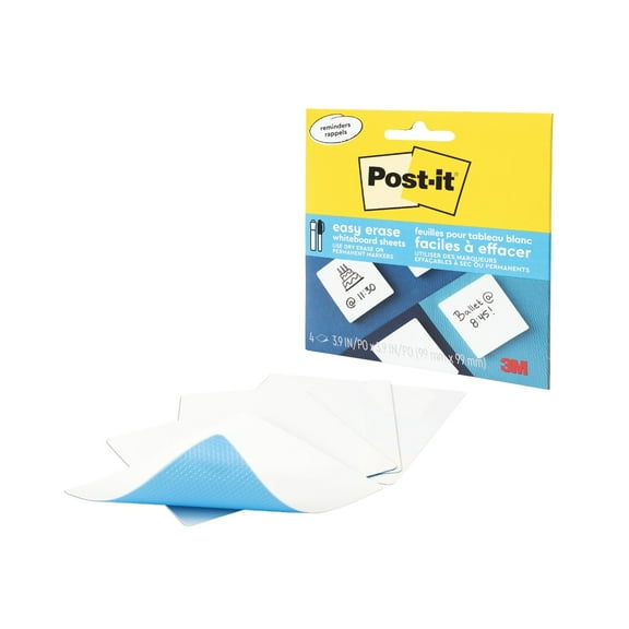 Post-it Easy Erase Whiteboard Sheets, 3.9 in. x 3.9 in., 4 Sheets