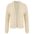 thumbnail image 2 of GK Open Front Loose Outwear Coats Cable Knit Cardigan Sweaters Long Sleeve Beige, 2 of 9