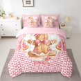 thumbnail image 2 of Homewish Merry Christmas 7pcs Bedding Comforter Set.Cute Gingerbread Man Queen Bedding Sets,Pink Flower Loves Pattern Queen Sheet Sets For Girls Kids,Super Cozy Room Decor Reversible, 2 of 8