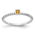 thumbnail image 1 of 14k White Gold Real Diamond and Princess Citrine Ring, 1 of 1