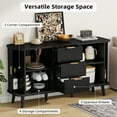 thumbnail image 5 of Laintene Fluted Sideboard with 3 Drawers, 55" Buffet Cabinet with Storage, Sliding Tambour Doors & 2 Adjustable Shelves, Modern Storage Accent Cabinet for Kitchen, Living Room, Hallway, Black, 5 of 10