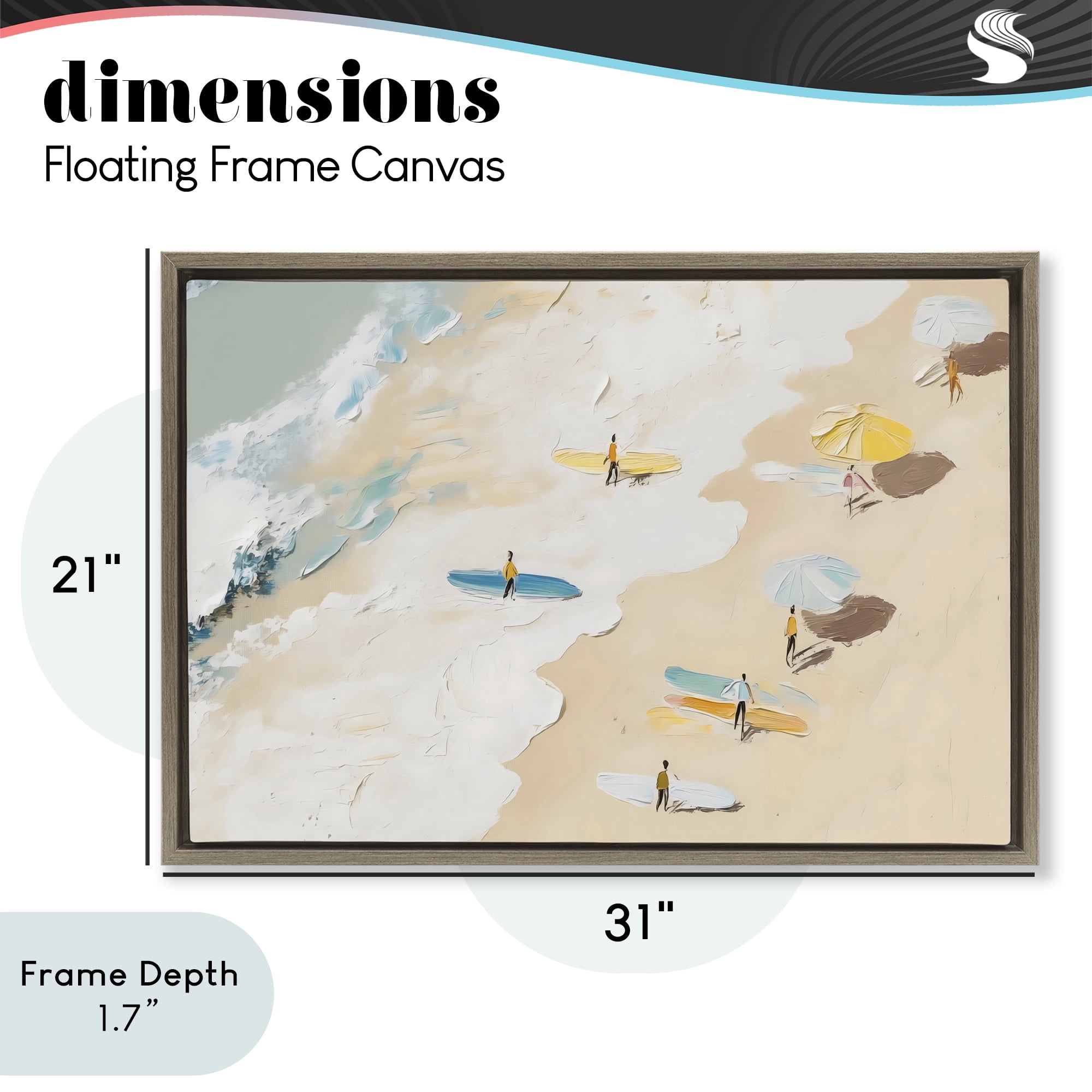 Stupell Industries Beach Surf Summer Scene Brown Framed Floater Canvas Wall Art, design by LSR Design Studio