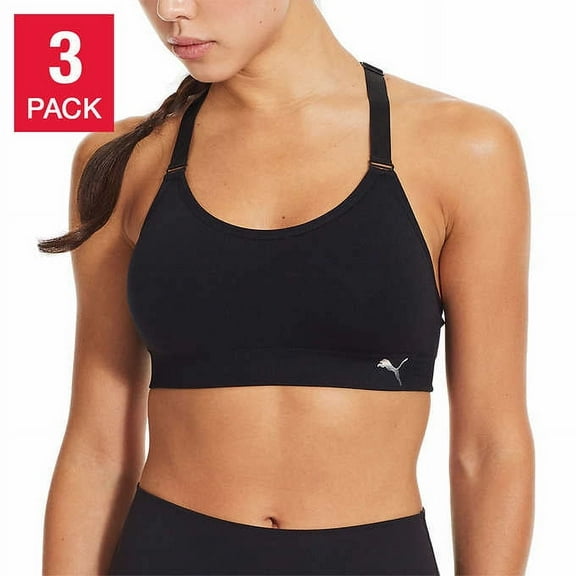 PUMA Womens Sports Bra, 3 Pack