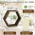 thumbnail image 2 of 16 Pcs Wooden Candle Lantern Set Includes 8 Rustic Wedding Centerpieces for Table Decorative Candle Lanterns and 8 Flameless Decorative LED Candles for Wedding, Dark Brown, Hexagon, 2 of 6