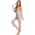 thumbnail image 2 of QWZNDZGR Can Wear Sexy Summer Ice Silk Fun Suspenders Pajamas Pants Home Suit Lace Stitching, 2 of 8