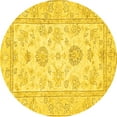 thumbnail image 1 of Ahgly Company Machine Washable Indoor Round Oriental Yellow Traditional Area Rugs, 6' Round, 1 of 4