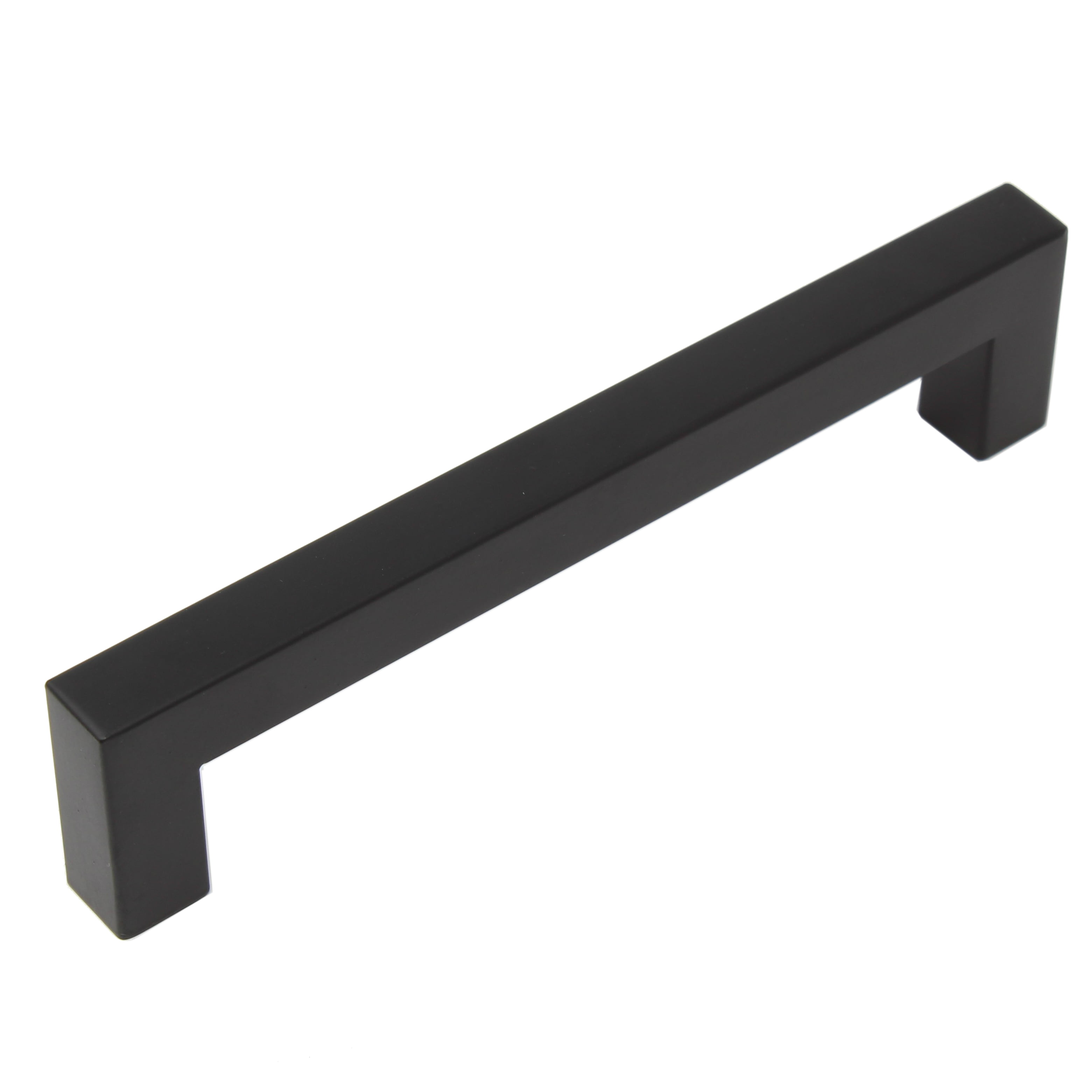 Flat Black Square Bar Cabinet Pulls: 5" Hole Center (128mm) | Modern Black Stainless Steel Kitchen Cabinet Handles