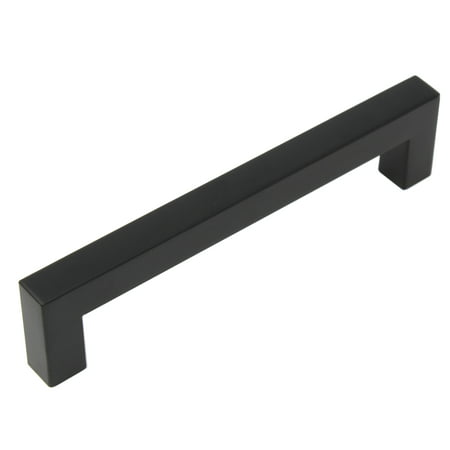 Flat Black Square Bar Cabinet Pulls: 5" Hole Center (128mm) | Modern