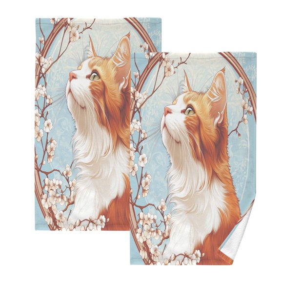 BZSMCE Face Towel Hand Towel Bath Towel Cotton Bath Towel Sets Hand Bath Towels Fashion Blossoming Whiskers Pattern