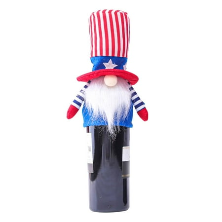 

Destyer Independence Day Dwarf Wine Bottle Cover Long Legs Doll Wine Bottle Bags Soft Lovely Holiday Party Decoration