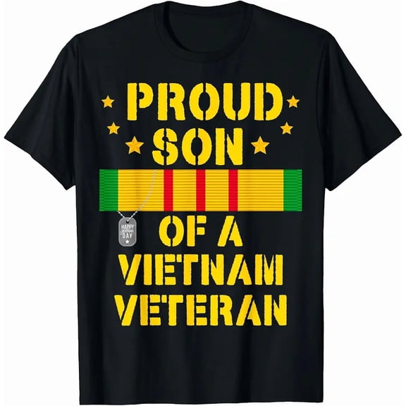 Men's Proud Son Vietnam Veteran Military Tribute Graphic T-Shirt