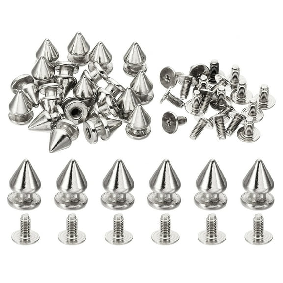 12mm Studs for Clothing, 20 Sets Studs and Spikes Leather Rivets for Clothing Leather Punk, 8x12mm, Silver Tone