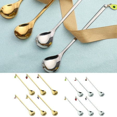 

Stainless Steel Fruit Pendant Stirring Spoon Coffee Tea Milk Dessert Mixing Scoop