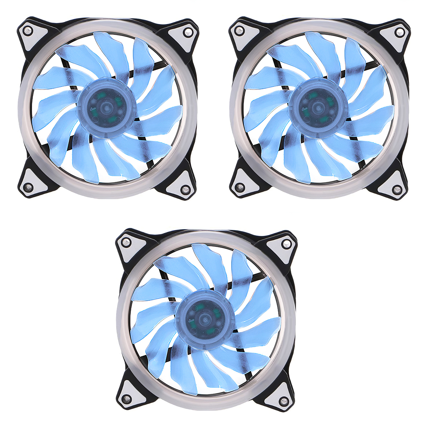Dracaena 3 Pack FANL19 Fan, 12V DC 120mm Length of led case Fan Computer Cooler, with LED