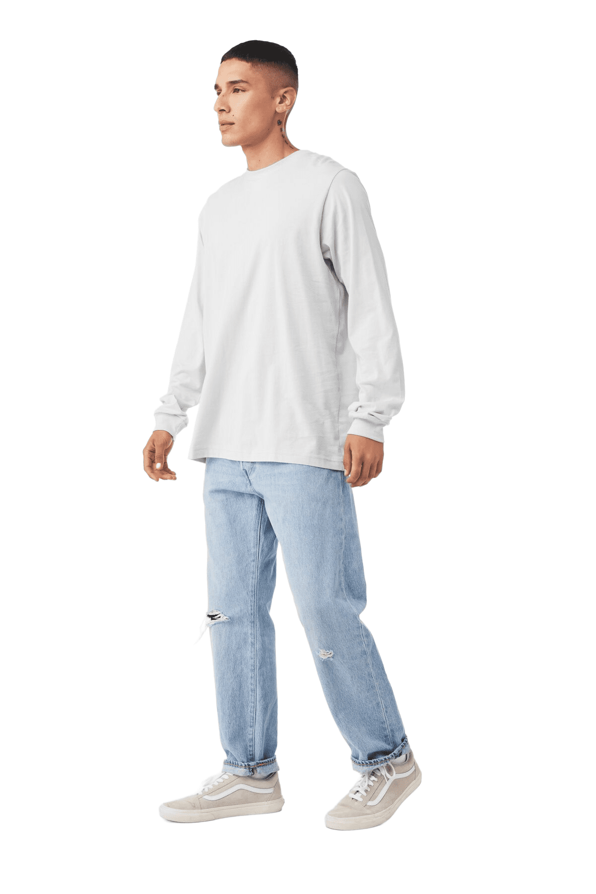 BELLA+CANVAS Adult Long Sleeve Personalized T-Shirt, Create Your Own Designs, White, Small, Unisex