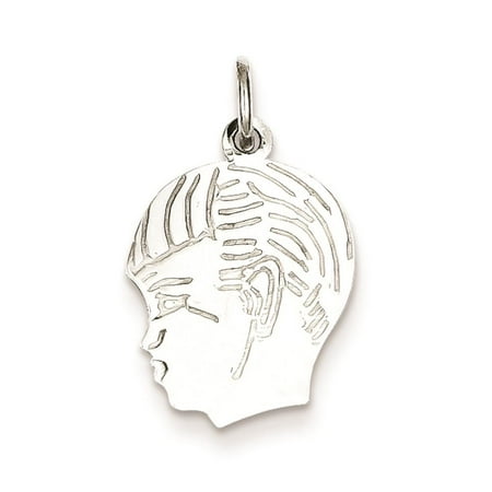 Boy Disc 35 Gauge Flat Back Polished Charm Pendant 925 Sterling Silver