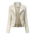 thumbnail image 1 of ZHAOCHENG Chaqueta de cuero genuino para mujer, de corte ajustado y corto, para primavera y otoño de 2024, chaqueta de motociclista ajustada de imitación PU., 1 of 5
