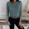 thumbnail image 3 of Vedolay Womens Cute Sweater Women's 2023 Lantern Long Sleeve Crewneck Casual Solid Color Ribbed Pullover Sweater,Blue S, 3 of 4