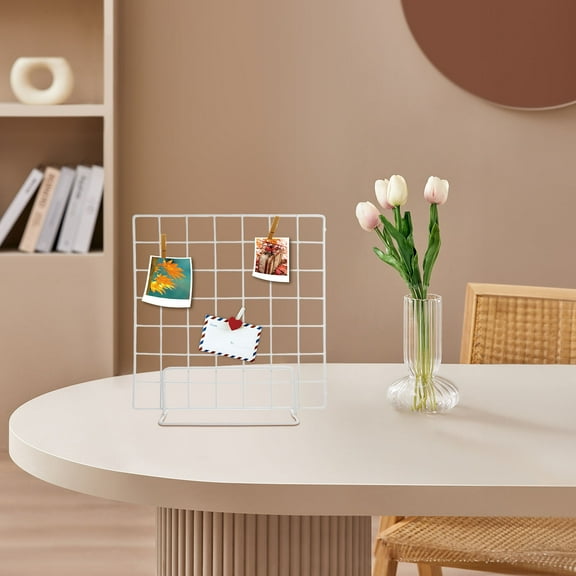 OUNONA FRCOLOR 2pcs Metal Wire Grid Display Rack for Desktop Photo Accessories Jewelry Display Stand Panel