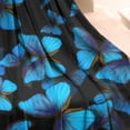 thumbnail image 3 of Black Blue Butterfly Pattern Blanket,Comfortable Soft Flannel Throw Blanket,All Season,Warm Lightweight Blankets for Sofa Bed Couch Living Room Chair,50"x60", 3 of 4