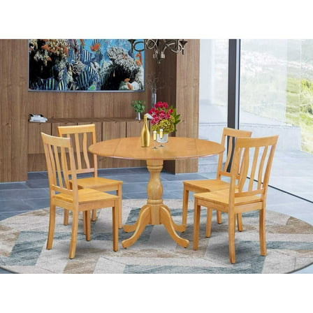 East West Furniture Dublin 5-piece Traditional Wood Dining Room Set in Oak
