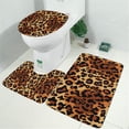 thumbnail image 2 of Orange and Brown Leopard Pattern Bathroom Rugs Sets 3 Piece,Toilet Cover Set,Absorbent Non Slip Bathroom Mats Sets with U-Shaped Contour Rug Toilet Rug Set, 2 of 5