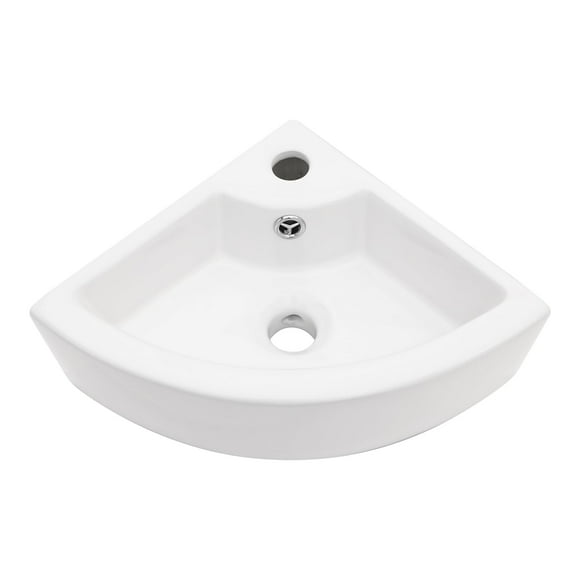 Lofeyo 18"x13" Corner Sink Wall Mount Triangle Bathroom Sink Small White Basin Porcelain Ceramic Vessel Sink Mini Wall Vanity Lavatory Basin Bowl Sinks