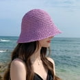 thumbnail image 2 of IDALL Straw Hat Bucket Hat Womens Criss Ponytail Hat Baseball Cap High Messy Bun Ponycap Hats Quick Drying Hat Visor Hats Summer Hats Purple M, 2 of 3