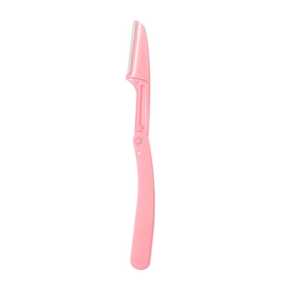 Portable Foldable Eyebrow Trimmer Razor, Women's Facial Hair Removal Tool, Stainless Steel Dermaplaning Shaver for Eyebrows & Peach Fuzz, 3 Pack