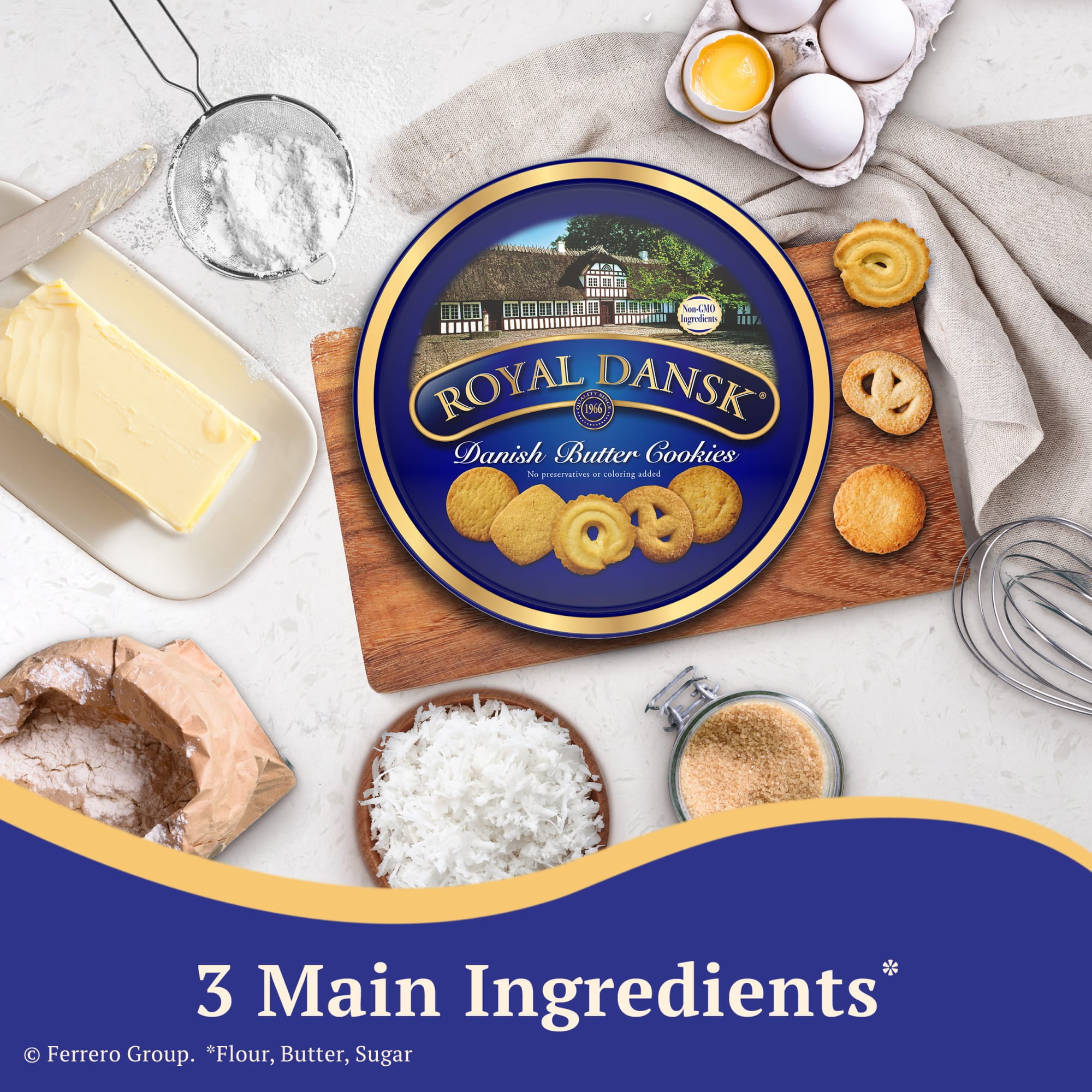 (12 pack) Royal Dansk Danish Butter Cookies, Premium Assorted Cookies in Gift Tin, Great for Sharing and Gifting, 12 oz