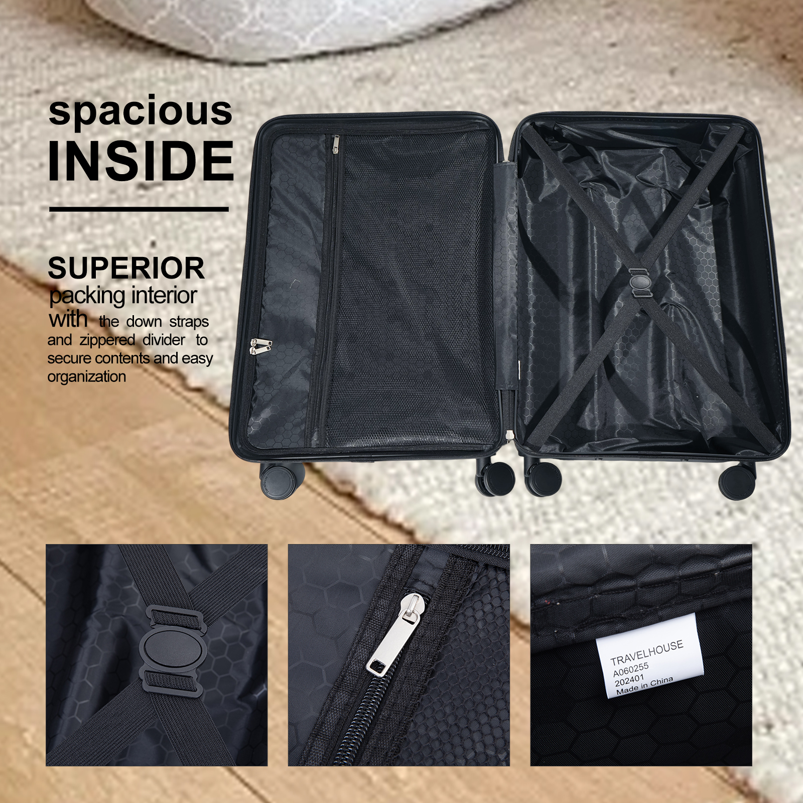 Travelhouse 4-Piece Hardshell Luggage Set with TSA Lock photo 5