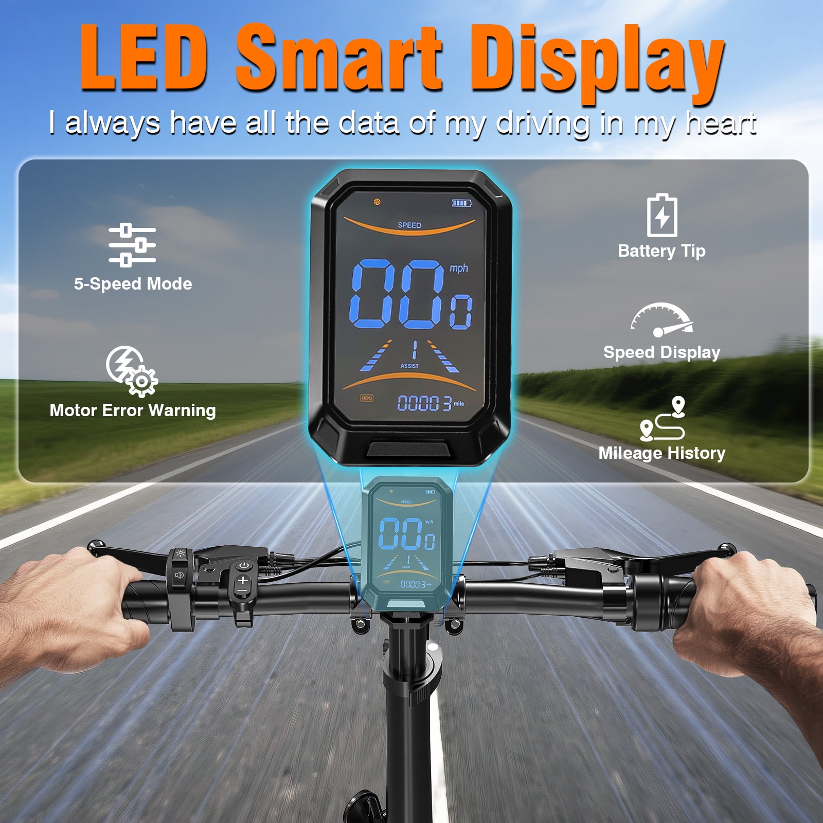 20 inch Folding Electric Bike,48V 7.8Ah Battery,Peak 720W Motor Electric Mountain Bike,Max Speed 20MPH Ebike,Foldable Electric Bicycle for Adults